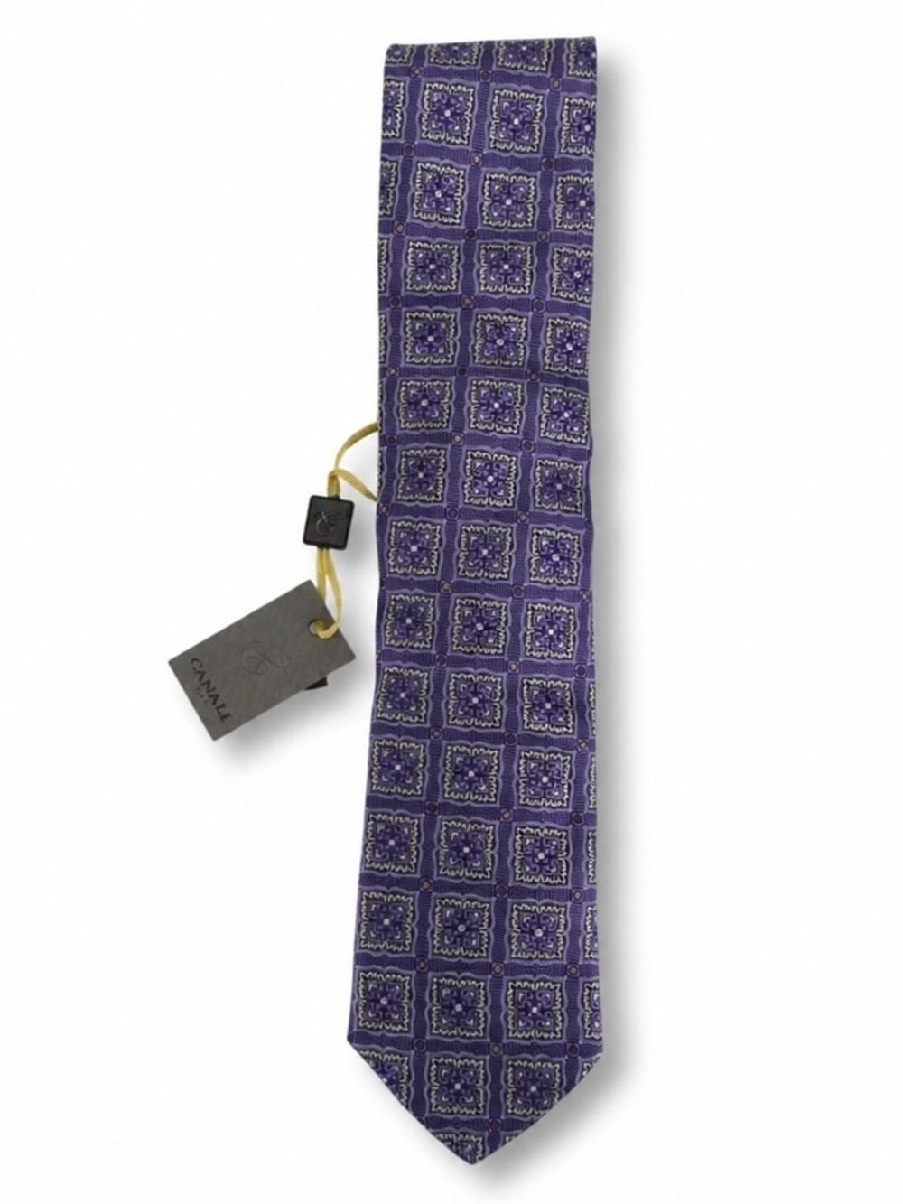Canali Lavender and Navy Geometric Silk Tie NWT
